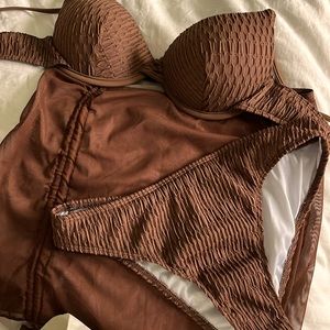 3 piece bikini and skirt set